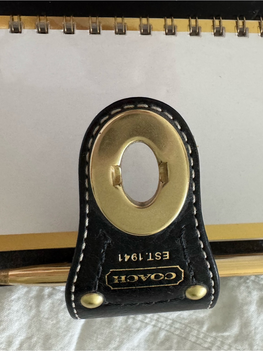 Coach Black Leather Turnlock Wallet with Coach Key Tag, Brass Hardware - Picture 5 of 10
